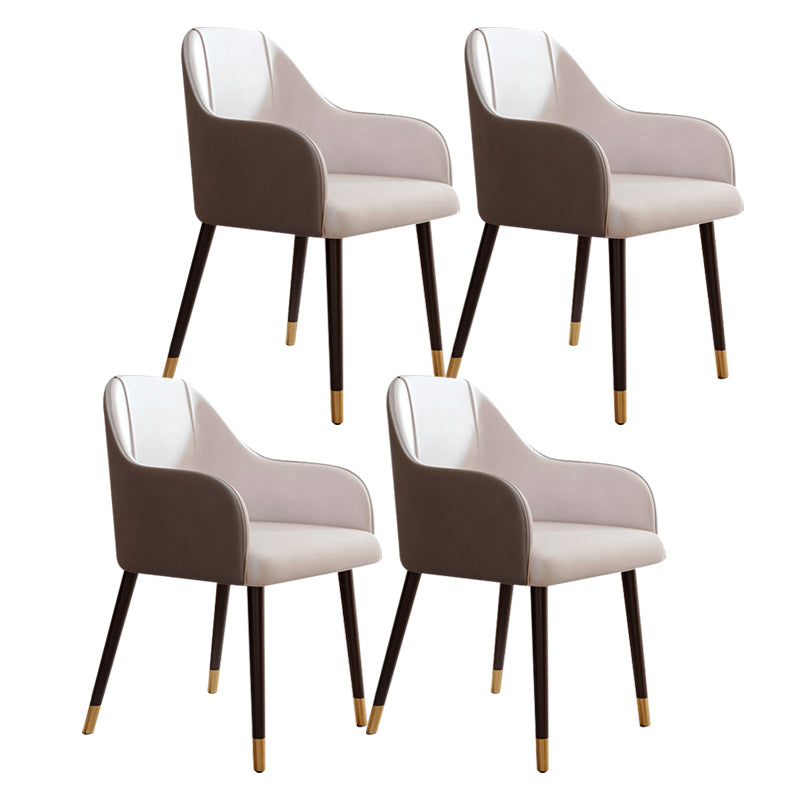 PU Leather Arm Chair Glam Style Dining Dining Arm Chair for Dining Room White-Gray 4 Piece Set Clearhalo 'Dining Chairs' 'Dining Tables & Seating' 'dining_chair' 'furn' 'furn_dining_chair' 'Furniture' 'furniture_dining_chair' 'Kitchen & Dining Furniture' 5054038