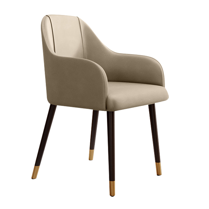 PU Leather Arm Chair Glam Style Dining Dining Arm Chair for Dining Room Beige 1 Piece Clearhalo 'Dining Chairs' 'Dining Tables & Seating' 'dining_chair' 'furn' 'furn_dining_chair' 'Furniture' 'furniture_dining_chair' 'Kitchen & Dining Furniture' 5054039
