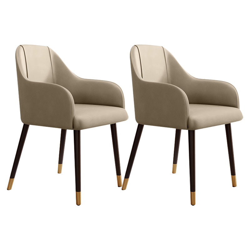 PU Leather Arm Chair Glam Style Dining Dining Arm Chair for Dining Room Beige 2 Piece Set Clearhalo 'Dining Chairs' 'Dining Tables & Seating' 'dining_chair' 'furn' 'furn_dining_chair' 'Furniture' 'furniture_dining_chair' 'Kitchen & Dining Furniture' 5054040