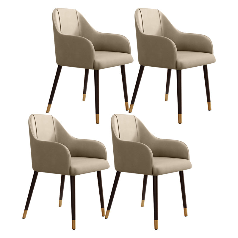PU Leather Arm Chair Glam Style Dining Dining Arm Chair for Dining Room Beige 4 Piece Set Clearhalo 'Dining Chairs' 'Dining Tables & Seating' 'dining_chair' 'furn' 'furn_dining_chair' 'Furniture' 'furniture_dining_chair' 'Kitchen & Dining Furniture' 5054041