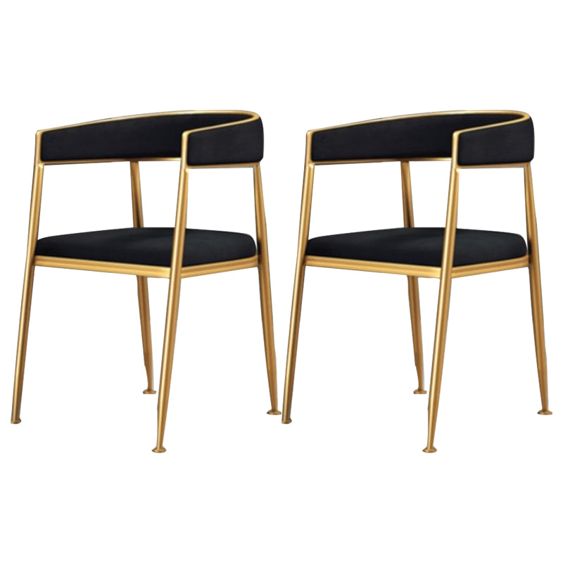 Glam Style Open Back Chair Upholstered Dining Arm Chair for Indoor Black 2 Piece Set Clearhalo 'Dining Chairs' 'Dining Tables & Seating' 'dining_chair' 'furn' 'furn_dining_chair' 'Furniture' 'furniture_dining_chair' 'Kitchen & Dining Furniture' 5054044