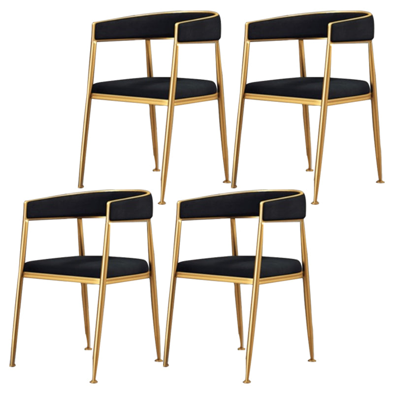 Glam Style Open Back Chair Upholstered Dining Arm Chair for Indoor Black 4 Piece Set Clearhalo 'Dining Chairs' 'Dining Tables & Seating' 'dining_chair' 'furn' 'furn_dining_chair' 'Furniture' 'furniture_dining_chair' 'Kitchen & Dining Furniture' 5054045