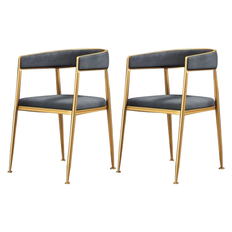 Glam Style Open Back Chair Upholstered Dining Arm Chair for Indoor Grey 2 Piece Set Clearhalo 'Dining Chairs' 'Dining Tables & Seating' 'dining_chair' 'furn' 'furn_dining_chair' 'Furniture' 'furniture_dining_chair' 'Kitchen & Dining Furniture' 5054048