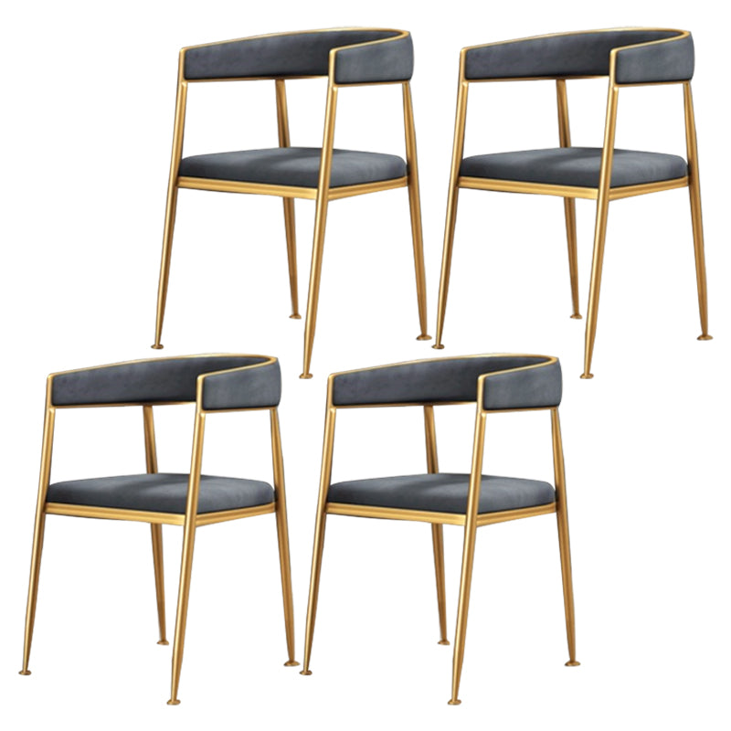Glam Style Open Back Chair Upholstered Dining Arm Chair for Indoor Grey 4 Piece Set Clearhalo 'Dining Chairs' 'Dining Tables & Seating' 'dining_chair' 'furn' 'furn_dining_chair' 'Furniture' 'furniture_dining_chair' 'Kitchen & Dining Furniture' 5054050