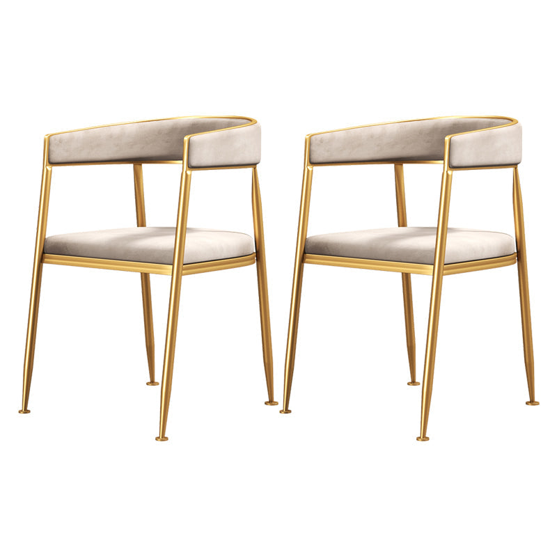 Glam Style Open Back Chair Upholstered Dining Arm Chair for Indoor White 2 Piece Set Clearhalo 'Dining Chairs' 'Dining Tables & Seating' 'dining_chair' 'furn' 'furn_dining_chair' 'Furniture' 'furniture_dining_chair' 'Kitchen & Dining Furniture' 5054052