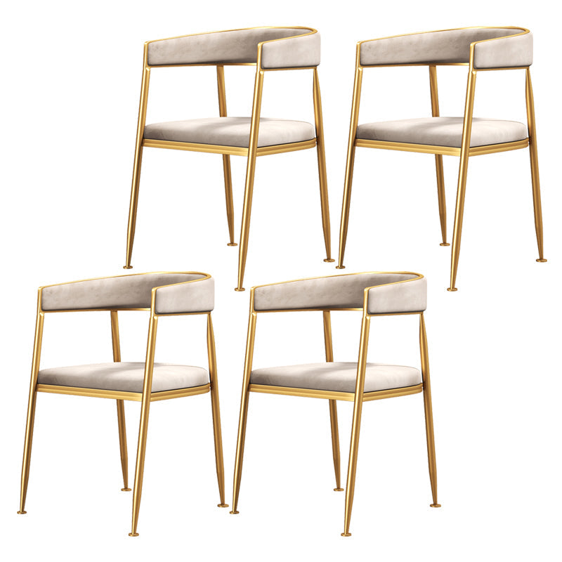 Glam Style Open Back Chair Upholstered Dining Arm Chair for Indoor White 4 Piece Set Clearhalo 'Dining Chairs' 'Dining Tables & Seating' 'dining_chair' 'furn' 'furn_dining_chair' 'Furniture' 'furniture_dining_chair' 'Kitchen & Dining Furniture' 5054053
