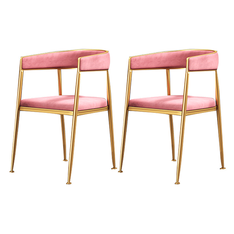 Glam Style Open Back Chair Upholstered Dining Arm Chair for Indoor Pink 2 Piece Set Clearhalo 'Dining Chairs' 'Dining Tables & Seating' 'dining_chair' 'furn' 'furn_dining_chair' 'Furniture' 'furniture_dining_chair' 'Kitchen & Dining Furniture' 5054055