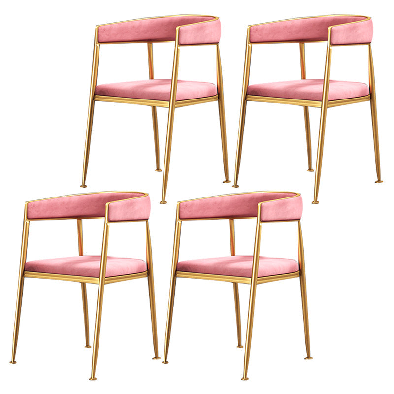 Glam Style Open Back Chair Upholstered Dining Arm Chair for Indoor Pink 4 Piece Set Clearhalo 'Dining Chairs' 'Dining Tables & Seating' 'dining_chair' 'furn' 'furn_dining_chair' 'Furniture' 'furniture_dining_chair' 'Kitchen & Dining Furniture' 5054057