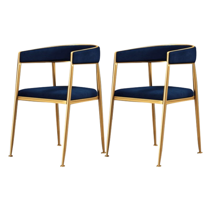 Glam Style Open Back Chair Upholstered Dining Arm Chair for Indoor Blue 2 Piece Set Clearhalo 'Dining Chairs' 'Dining Tables & Seating' 'dining_chair' 'furn' 'furn_dining_chair' 'Furniture' 'furniture_dining_chair' 'Kitchen & Dining Furniture' 5054059