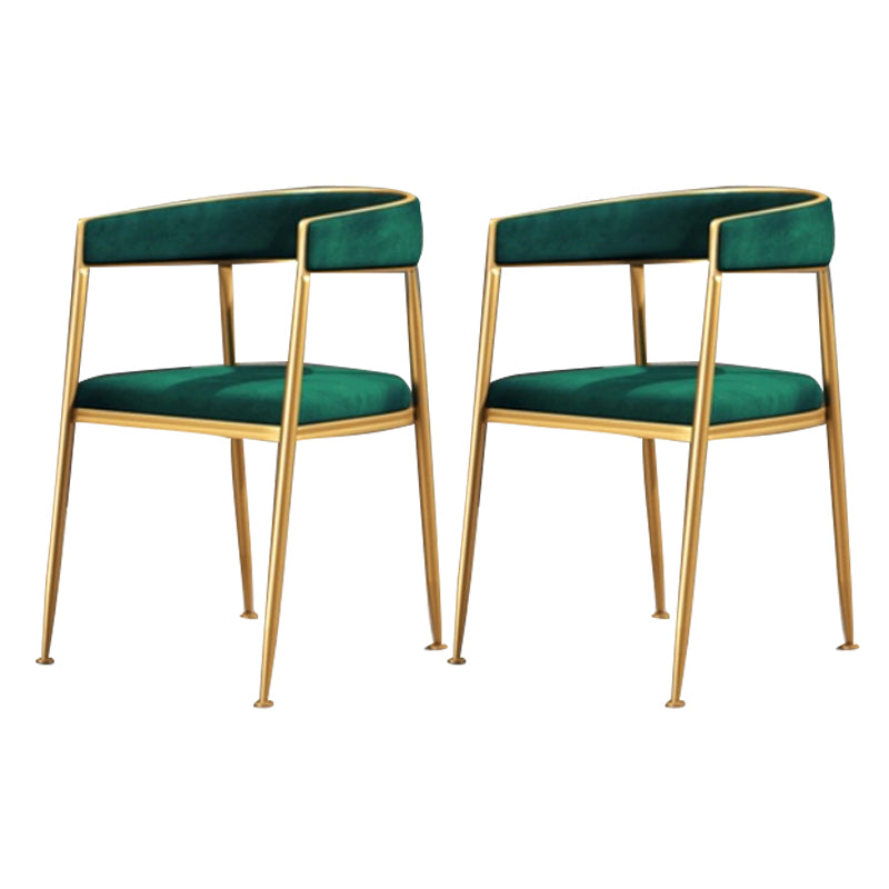 Glam Style Open Back Chair Upholstered Dining Arm Chair for Indoor Green 2 Piece Set Clearhalo 'Dining Chairs' 'Dining Tables & Seating' 'dining_chair' 'furn' 'furn_dining_chair' 'Furniture' 'furniture_dining_chair' 'Kitchen & Dining Furniture' 5054063