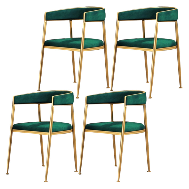 Glam Style Open Back Chair Upholstered Dining Arm Chair for Indoor Green 4 Piece Set Clearhalo 'Dining Chairs' 'Dining Tables & Seating' 'dining_chair' 'furn' 'furn_dining_chair' 'Furniture' 'furniture_dining_chair' 'Kitchen & Dining Furniture' 5054064