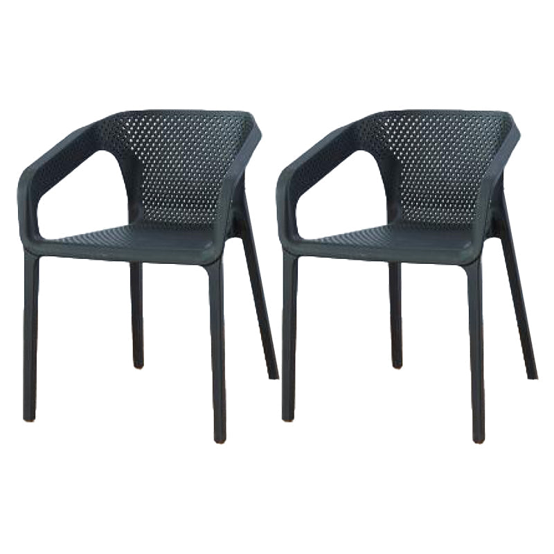 Plastic Contemporary Arm Chair Kitchen Dining Room Crossback Chair Black 2 Piece Set Clearhalo 'Dining Chairs' 'Dining Tables & Seating' 'dining_chair' 'furn' 'furn_dining_chair' 'Furniture' 'furniture_dining_chair' 'Kitchen & Dining Furniture' 5054067