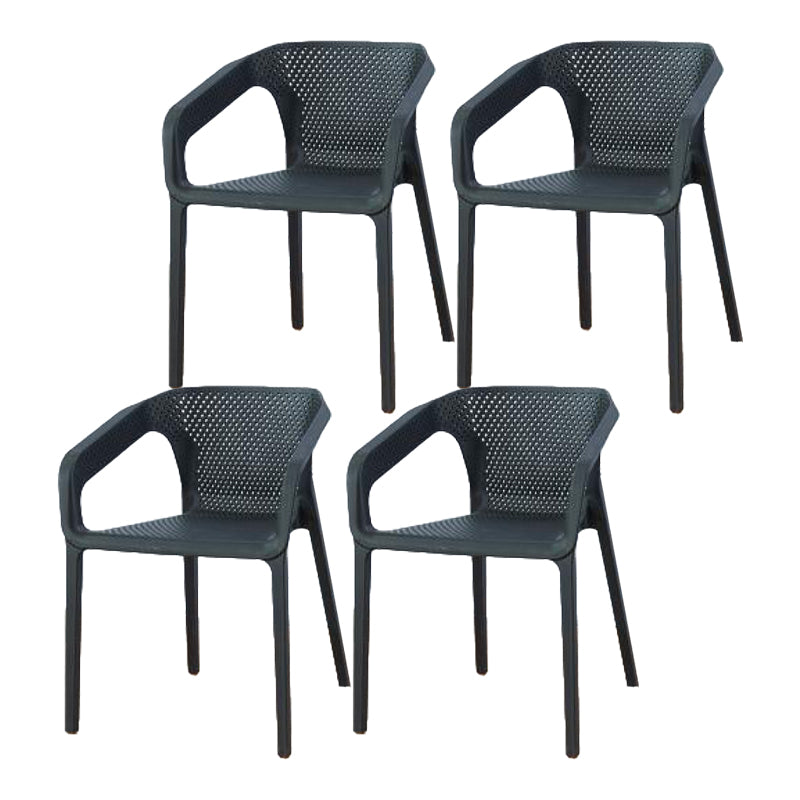Plastic Contemporary Arm Chair Kitchen Dining Room Crossback Chair Black 4 Piece Set Clearhalo 'Dining Chairs' 'Dining Tables & Seating' 'dining_chair' 'furn' 'furn_dining_chair' 'Furniture' 'furniture_dining_chair' 'Kitchen & Dining Furniture' 5054069