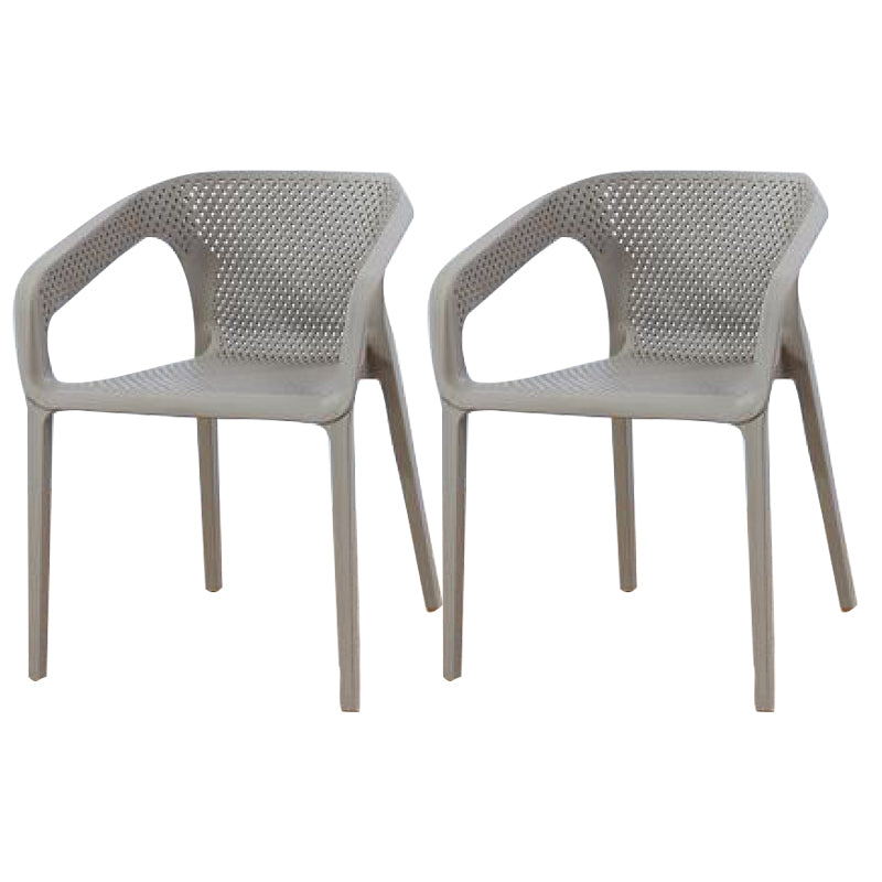 Plastic Contemporary Arm Chair Kitchen Dining Room Crossback Chair Grey 2 Piece Set Clearhalo 'Dining Chairs' 'Dining Tables & Seating' 'dining_chair' 'furn' 'furn_dining_chair' 'Furniture' 'furniture_dining_chair' 'Kitchen & Dining Furniture' 5054070