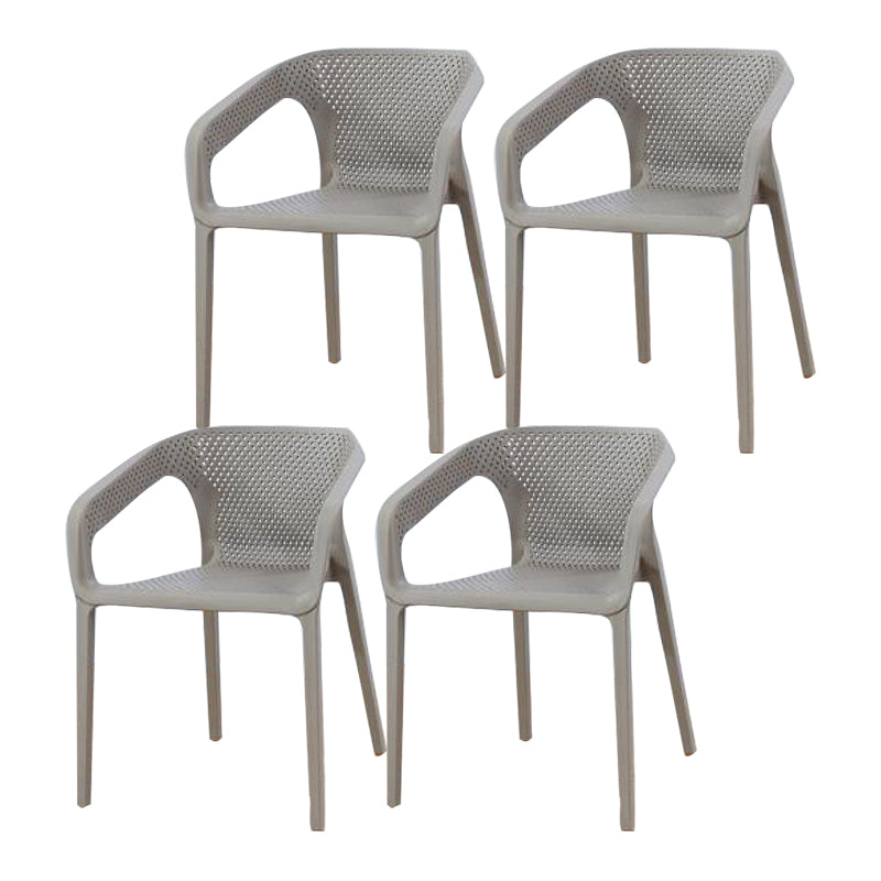 Plastic Contemporary Arm Chair Kitchen Dining Room Crossback Chair Grey 4 Piece Set Clearhalo 'Dining Chairs' 'Dining Tables & Seating' 'dining_chair' 'furn' 'furn_dining_chair' 'Furniture' 'furniture_dining_chair' 'Kitchen & Dining Furniture' 5054072
