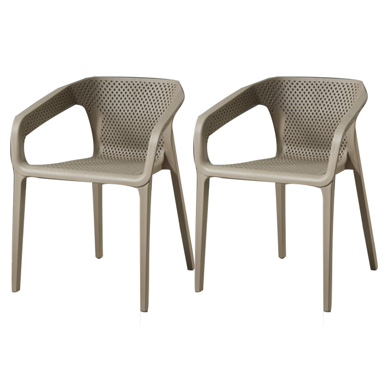 Plastic Contemporary Arm Chair Kitchen Dining Room Crossback Chair Light Gray 2 Piece Set Clearhalo 'Dining Chairs' 'Dining Tables & Seating' 'dining_chair' 'furn' 'furn_dining_chair' 'Furniture' 'furniture_dining_chair' 'Kitchen & Dining Furniture' 5054075