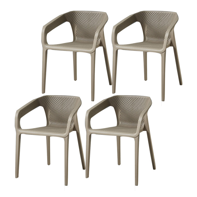 Plastic Contemporary Arm Chair Kitchen Dining Room Crossback Chair Light Gray 4 Piece Set Clearhalo 'Dining Chairs' 'Dining Tables & Seating' 'dining_chair' 'furn' 'furn_dining_chair' 'Furniture' 'furniture_dining_chair' 'Kitchen & Dining Furniture' 5054077