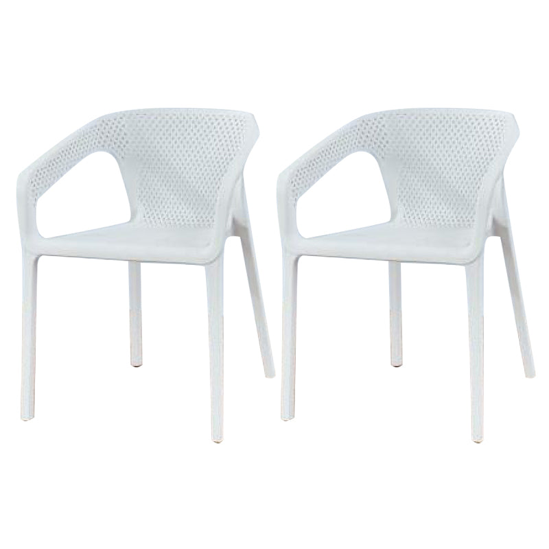 Plastic Contemporary Arm Chair Kitchen Dining Room Crossback Chair White 2 Piece Set Clearhalo 'Dining Chairs' 'Dining Tables & Seating' 'dining_chair' 'furn' 'furn_dining_chair' 'Furniture' 'furniture_dining_chair' 'Kitchen & Dining Furniture' 5054079