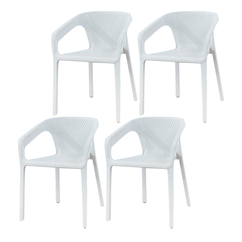 Plastic Contemporary Arm Chair Kitchen Dining Room Crossback Chair White 4 Piece Set Clearhalo 'Dining Chairs' 'Dining Tables & Seating' 'dining_chair' 'furn' 'furn_dining_chair' 'Furniture' 'furniture_dining_chair' 'Kitchen & Dining Furniture' 5054081