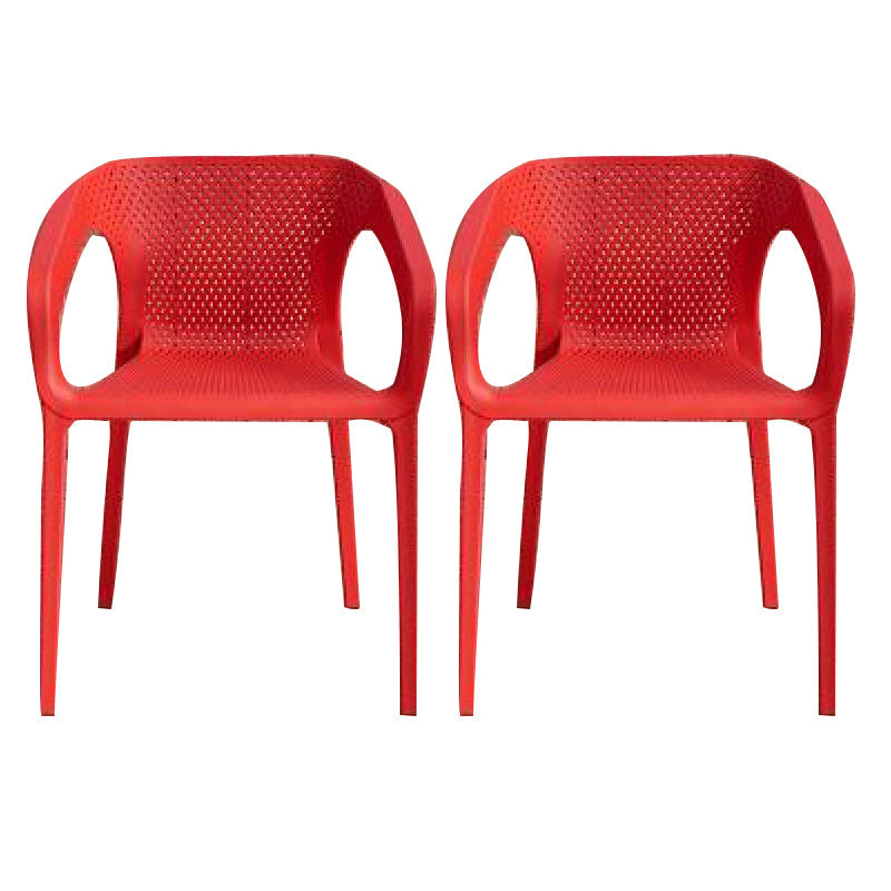 Plastic Contemporary Arm Chair Kitchen Dining Room Crossback Chair Red 2 Piece Set Clearhalo 'Dining Chairs' 'Dining Tables & Seating' 'dining_chair' 'furn' 'furn_dining_chair' 'Furniture' 'furniture_dining_chair' 'Kitchen & Dining Furniture' 5054082