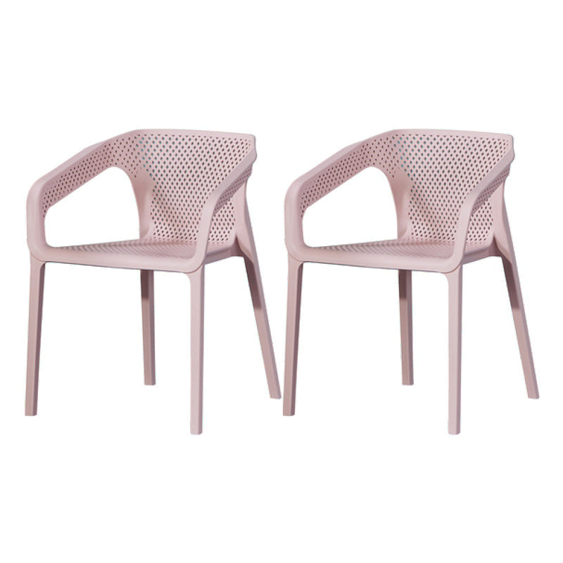 Plastic Contemporary Arm Chair Kitchen Dining Room Crossback Chair Pink 2 Piece Set Clearhalo 'Dining Chairs' 'Dining Tables & Seating' 'dining_chair' 'furn' 'furn_dining_chair' 'Furniture' 'furniture_dining_chair' 'Kitchen & Dining Furniture' 5054087