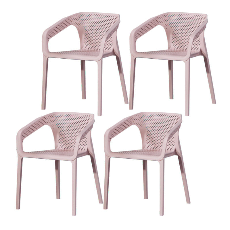 Plastic Contemporary Arm Chair Kitchen Dining Room Crossback Chair Pink 4 Piece Set Clearhalo 'Dining Chairs' 'Dining Tables & Seating' 'dining_chair' 'furn' 'furn_dining_chair' 'Furniture' 'furniture_dining_chair' 'Kitchen & Dining Furniture' 5054088