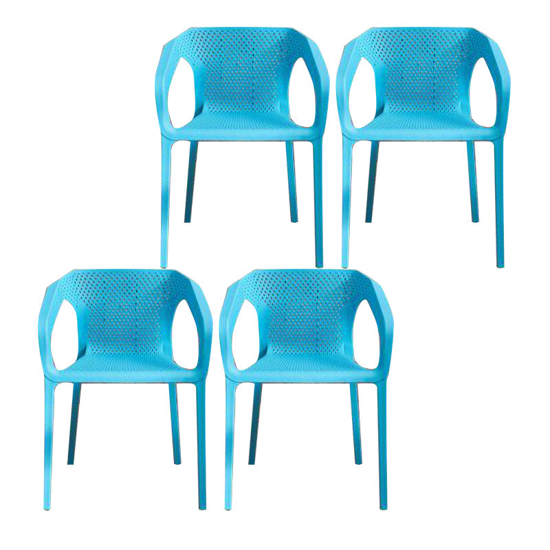 Plastic Contemporary Arm Chair Kitchen Dining Room Crossback Chair Light Blue 4 Piece Set Clearhalo 'Dining Chairs' 'Dining Tables & Seating' 'dining_chair' 'furn' 'furn_dining_chair' 'Furniture' 'furniture_dining_chair' 'Kitchen & Dining Furniture' 5054093