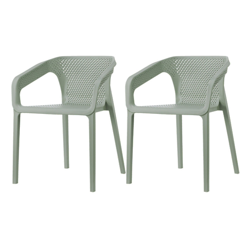 Plastic Contemporary Arm Chair Kitchen Dining Room Crossback Chair Gray-Green 2 Piece Set Clearhalo 'Dining Chairs' 'Dining Tables & Seating' 'dining_chair' 'furn' 'furn_dining_chair' 'Furniture' 'furniture_dining_chair' 'Kitchen & Dining Furniture' 5054099