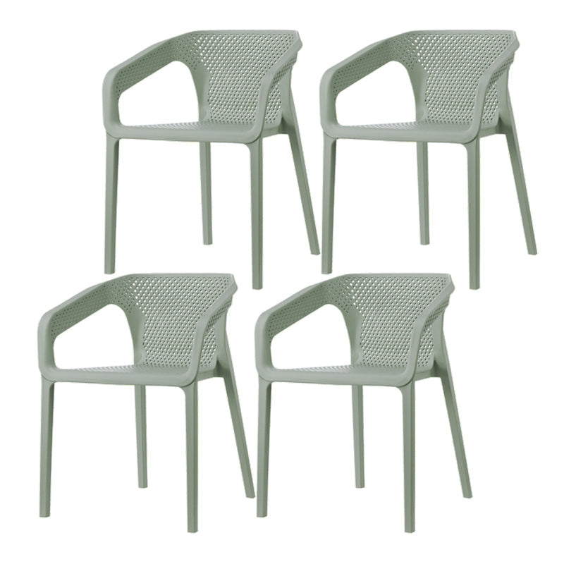 Plastic Contemporary Arm Chair Kitchen Dining Room Crossback Chair Gray-Green 4 Piece Set Clearhalo 'Dining Chairs' 'Dining Tables & Seating' 'dining_chair' 'furn' 'furn_dining_chair' 'Furniture' 'furniture_dining_chair' 'Kitchen & Dining Furniture' 5054100
