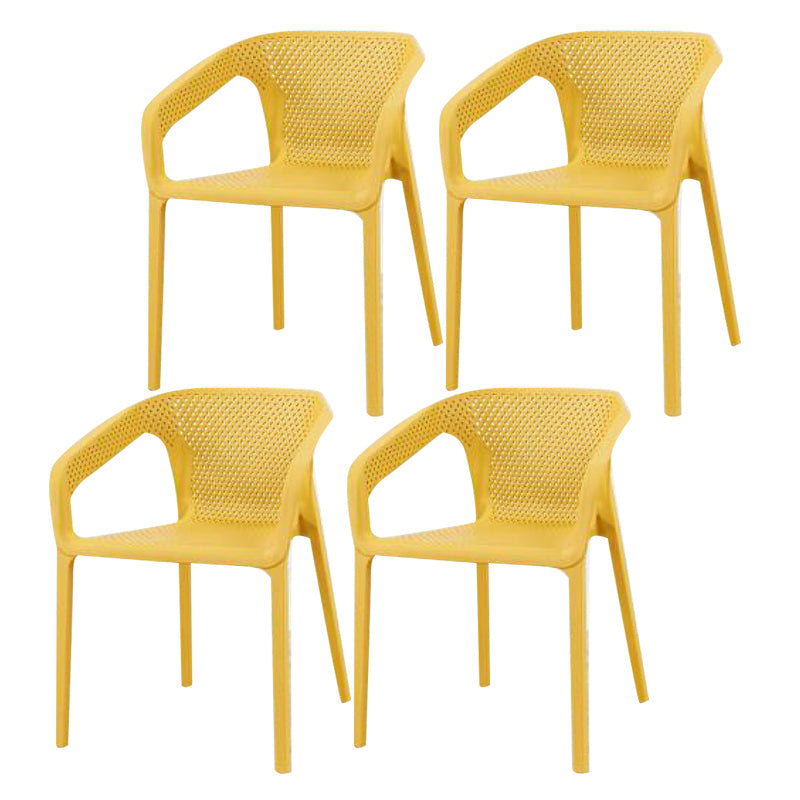 Plastic Contemporary Arm Chair Kitchen Dining Room Crossback Chair Ginger 4 Piece Set Clearhalo 'Dining Chairs' 'Dining Tables & Seating' 'dining_chair' 'furn' 'furn_dining_chair' 'Furniture' 'furniture_dining_chair' 'Kitchen & Dining Furniture' 5054102