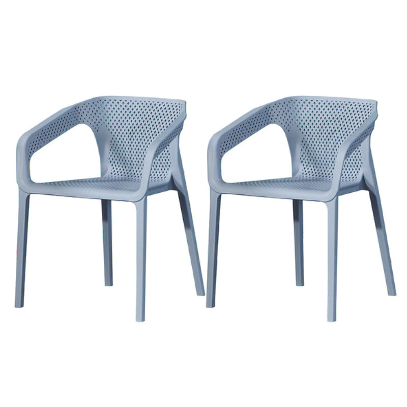 Plastic Contemporary Arm Chair Kitchen Dining Room Crossback Chair Gray Blue 2 Piece Set Clearhalo 'Dining Chairs' 'Dining Tables & Seating' 'dining_chair' 'furn' 'furn_dining_chair' 'Furniture' 'furniture_dining_chair' 'Kitchen & Dining Furniture' 5054105