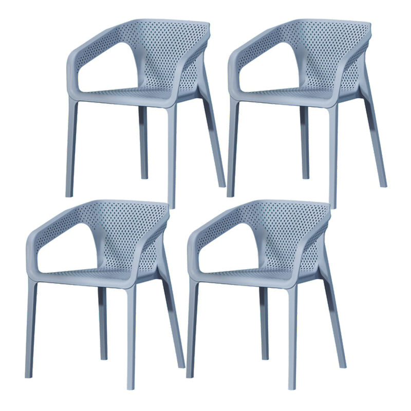 Plastic Contemporary Arm Chair Kitchen Dining Room Crossback Chair Gray Blue 4 Piece Set Clearhalo 'Dining Chairs' 'Dining Tables & Seating' 'dining_chair' 'furn' 'furn_dining_chair' 'Furniture' 'furniture_dining_chair' 'Kitchen & Dining Furniture' 5054106