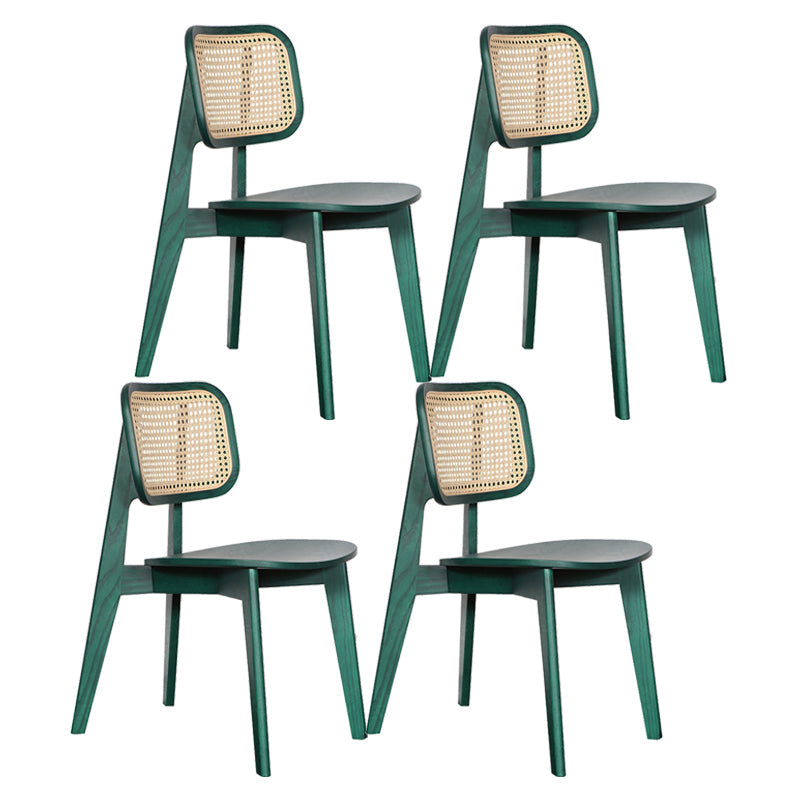 Contemporary Open Back Chair Solid Wood Dining Side Chair for Indoor Green 4 Piece Set Clearhalo 'Dining Chairs' 'Dining Tables & Seating' 'dining_chair' 'furn' 'furn_dining_chair' 'Furniture' 'furniture_dining_chair' 'Kitchen & Dining Furniture' 5054125