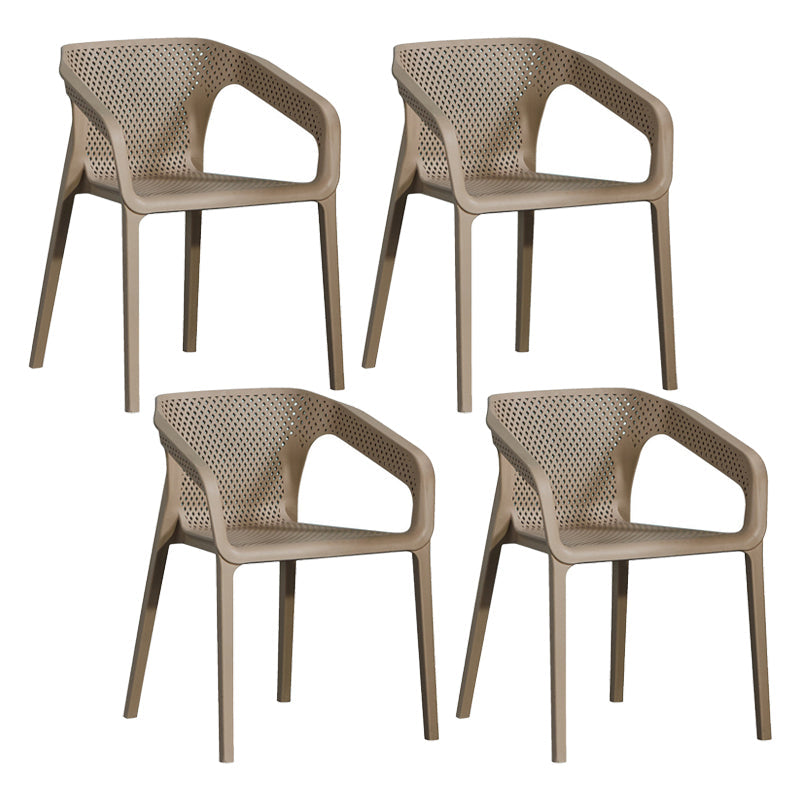 Plastic Scandinavian Arm Chair Kitchen Dining Room Cross Back Chair Light Gray 4 Piece Set Clearhalo 'Dining Chairs' 'Dining Tables & Seating' 'dining_chair' 'furn' 'furn_dining_chair' 'Furniture' 'furniture_dining_chair' 'Kitchen & Dining Furniture' 5054143