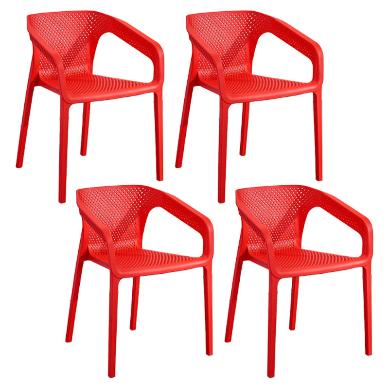Plastic Scandinavian Arm Chair Kitchen Dining Room Cross Back Chair Red 4 Piece Set Clearhalo 'Dining Chairs' 'Dining Tables & Seating' 'dining_chair' 'furn' 'furn_dining_chair' 'Furniture' 'furniture_dining_chair' 'Kitchen & Dining Furniture' 5054146