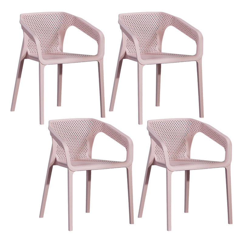 Plastic Scandinavian Arm Chair Kitchen Dining Room Cross Back Chair Pink 4 Piece Set Clearhalo 'Dining Chairs' 'Dining Tables & Seating' 'dining_chair' 'furn' 'furn_dining_chair' 'Furniture' 'furniture_dining_chair' 'Kitchen & Dining Furniture' 5054148