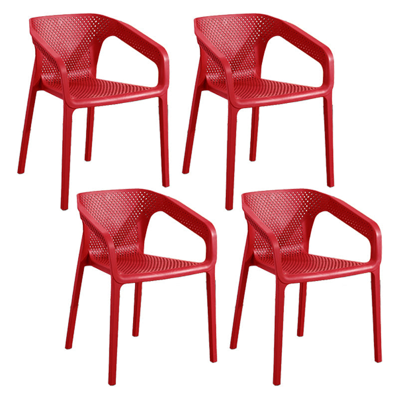 Plastic Scandinavian Arm Chair Kitchen Dining Room Cross Back Chair Burgundy 4 Piece Set Clearhalo 'Dining Chairs' 'Dining Tables & Seating' 'dining_chair' 'furn' 'furn_dining_chair' 'Furniture' 'furniture_dining_chair' 'Kitchen & Dining Furniture' 5054157