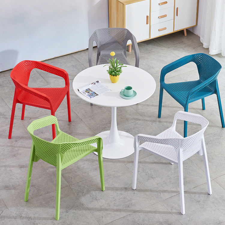 Plastic Scandinavian Arm Chair Kitchen Dining Room Cross Back Chair Clearhalo 'Dining Chairs' 'Dining Tables & Seating' 'dining_chair' 'furn' 'furn_dining_chair' 'Furniture' 'furniture_dining_chair' 'Kitchen & Dining Furniture' 5054158