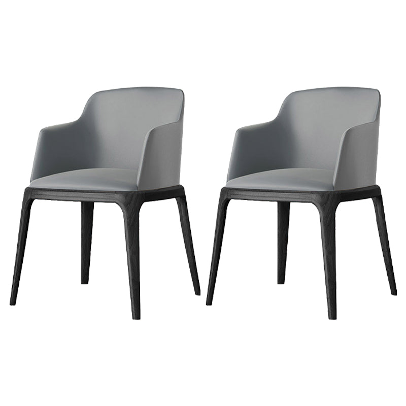 Modern Dining Room Side Chairs Faux Leather Dining Chairs for Kitchen Grey With Arms 2 Piece Set Clearhalo 'Dining Chairs' 'Dining Tables & Seating' 'dining_chair' 'furn' 'furn_dining_chair' 'Furniture' 'furniture_dining_chair' 'Kitchen & Dining Furniture' 5054164