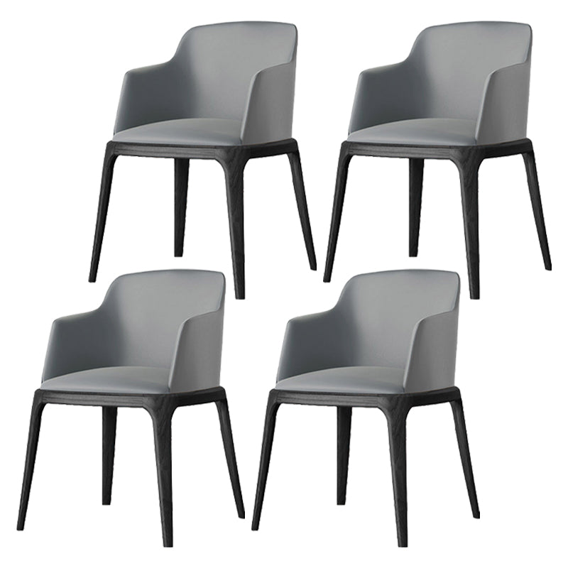 Modern Dining Room Side Chairs Faux Leather Dining Chairs for Kitchen Grey With Arms 4 Piece Set Clearhalo 'Dining Chairs' 'Dining Tables & Seating' 'dining_chair' 'furn' 'furn_dining_chair' 'Furniture' 'furniture_dining_chair' 'Kitchen & Dining Furniture' 5054165