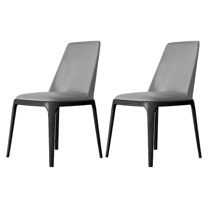 Modern Dining Room Side Chairs Faux Leather Dining Chairs for Kitchen Grey Armless 2 Piece Set Clearhalo 'Dining Chairs' 'Dining Tables & Seating' 'dining_chair' 'furn' 'furn_dining_chair' 'Furniture' 'furniture_dining_chair' 'Kitchen & Dining Furniture' 5054167