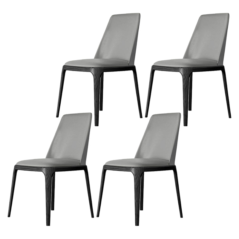 Modern Dining Room Side Chairs Faux Leather Dining Chairs for Kitchen Grey Armless 4 Piece Set Clearhalo 'Dining Chairs' 'Dining Tables & Seating' 'dining_chair' 'furn' 'furn_dining_chair' 'Furniture' 'furniture_dining_chair' 'Kitchen & Dining Furniture' 5054170