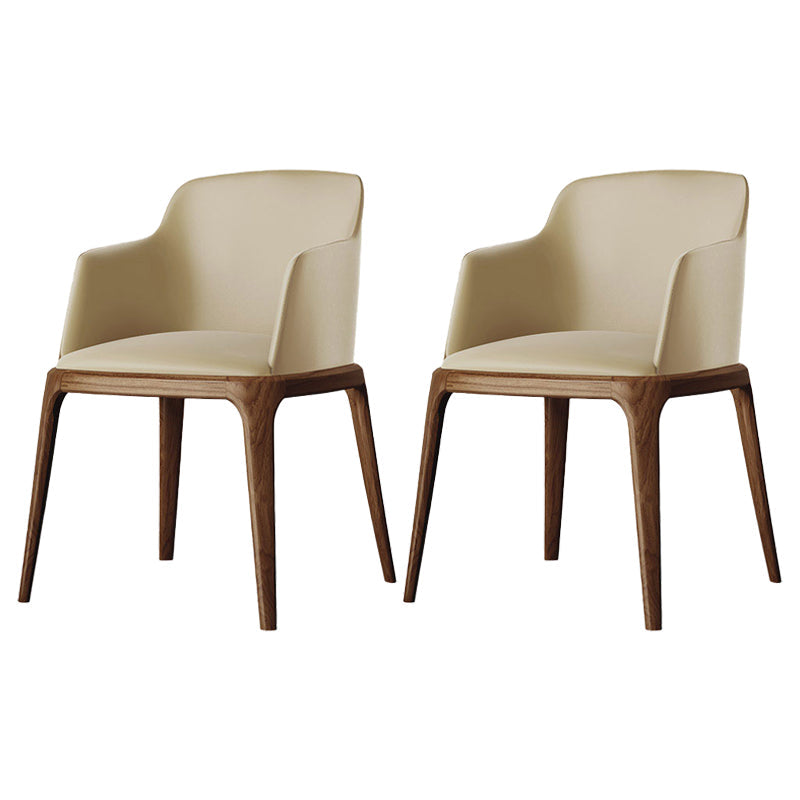 Modern Dining Room Side Chairs Faux Leather Dining Chairs for Kitchen Yellow With Arms 2 Piece Set Clearhalo 'Dining Chairs' 'Dining Tables & Seating' 'dining_chair' 'furn' 'furn_dining_chair' 'Furniture' 'furniture_dining_chair' 'Kitchen & Dining Furniture' 5054172