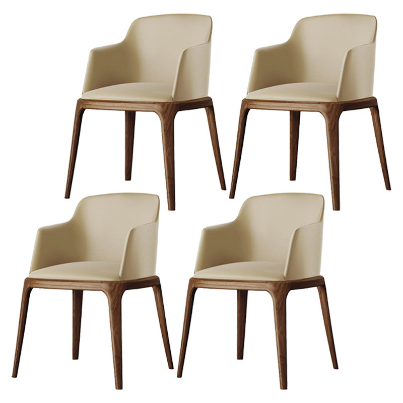 Modern Dining Room Side Chairs Faux Leather Dining Chairs for Kitchen Yellow With Arms 4 Piece Set Clearhalo 'Dining Chairs' 'Dining Tables & Seating' 'dining_chair' 'furn' 'furn_dining_chair' 'Furniture' 'furniture_dining_chair' 'Kitchen & Dining Furniture' 5054173