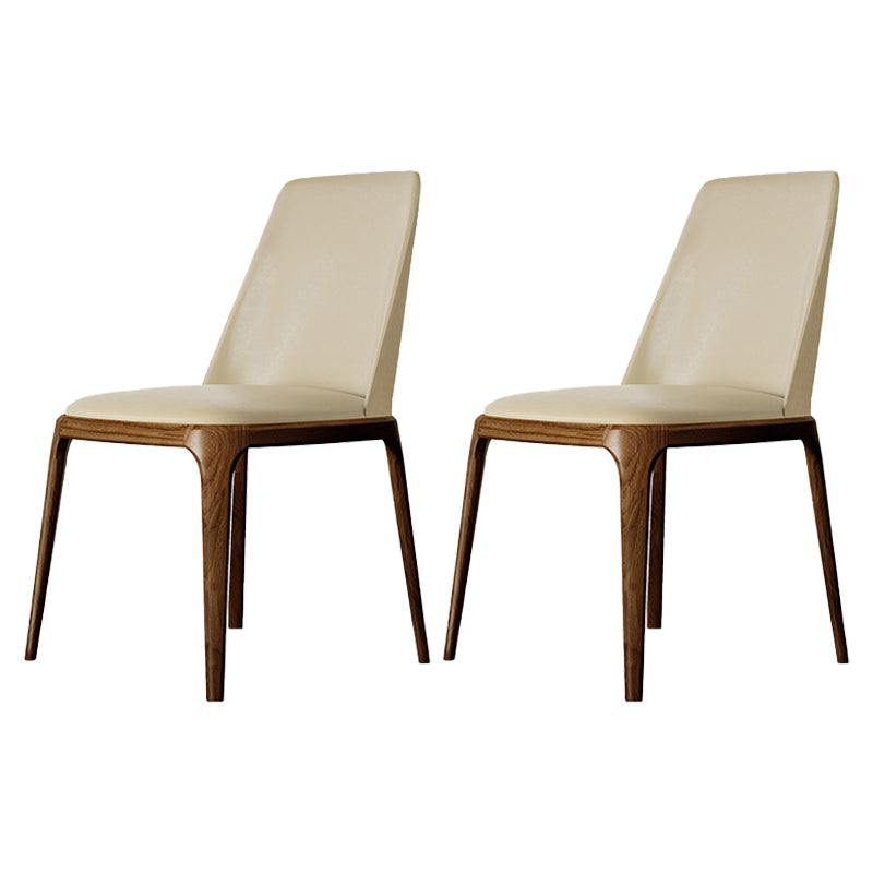 Modern Dining Room Side Chairs Faux Leather Dining Chairs for Kitchen Yellow Armless 2 Piece Set Clearhalo 'Dining Chairs' 'Dining Tables & Seating' 'dining_chair' 'furn' 'furn_dining_chair' 'Furniture' 'furniture_dining_chair' 'Kitchen & Dining Furniture' 5054176