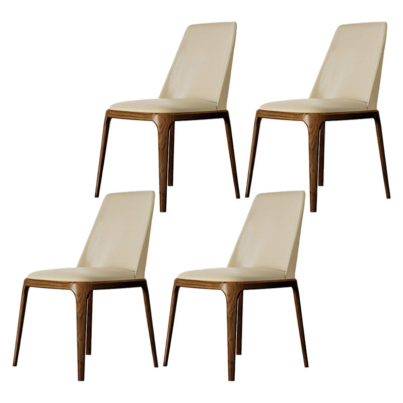 Modern Dining Room Side Chairs Faux Leather Dining Chairs for Kitchen Yellow Armless 4 Piece Set Clearhalo 'Dining Chairs' 'Dining Tables & Seating' 'dining_chair' 'furn' 'furn_dining_chair' 'Furniture' 'furniture_dining_chair' 'Kitchen & Dining Furniture' 5054177