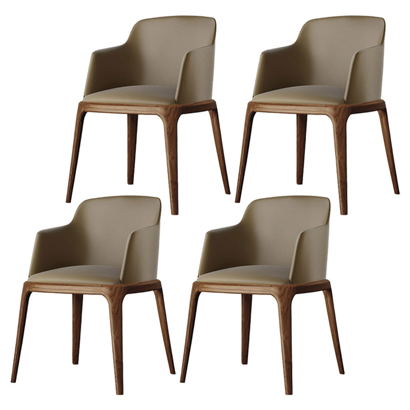 Modern Dining Room Side Chairs Faux Leather Dining Chairs for Kitchen Khaki With Arms 4 Piece Set Clearhalo 'Dining Chairs' 'Dining Tables & Seating' 'dining_chair' 'furn' 'furn_dining_chair' 'Furniture' 'furniture_dining_chair' 'Kitchen & Dining Furniture' 5054180
