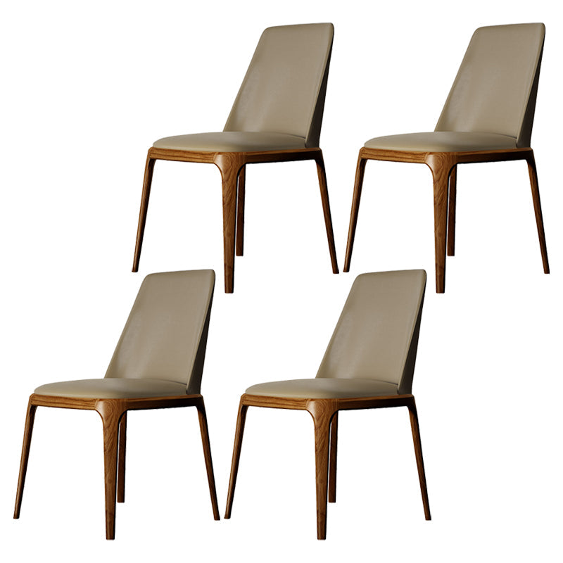 Modern Dining Room Side Chairs Faux Leather Dining Chairs for Kitchen Khaki Armless 4 Piece Set Clearhalo 'Dining Chairs' 'Dining Tables & Seating' 'dining_chair' 'furn' 'furn_dining_chair' 'Furniture' 'furniture_dining_chair' 'Kitchen & Dining Furniture' 5054182