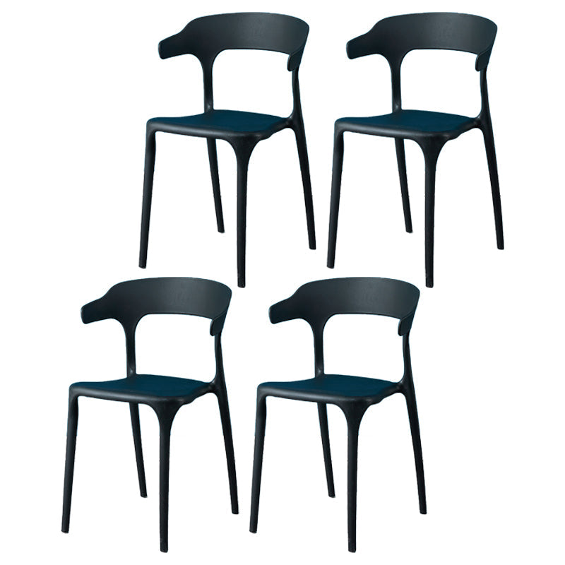 Plastic Scandinavian Arm Chair Kitchen Dining Room Open Back Chair Black 4 Piece Set Clearhalo 'Dining Chairs' 'Dining Tables & Seating' 'dining_chair' 'furn' 'furn_dining_chair' 'Furniture' 'furniture_dining_chair' 'Kitchen & Dining Furniture' 5054190