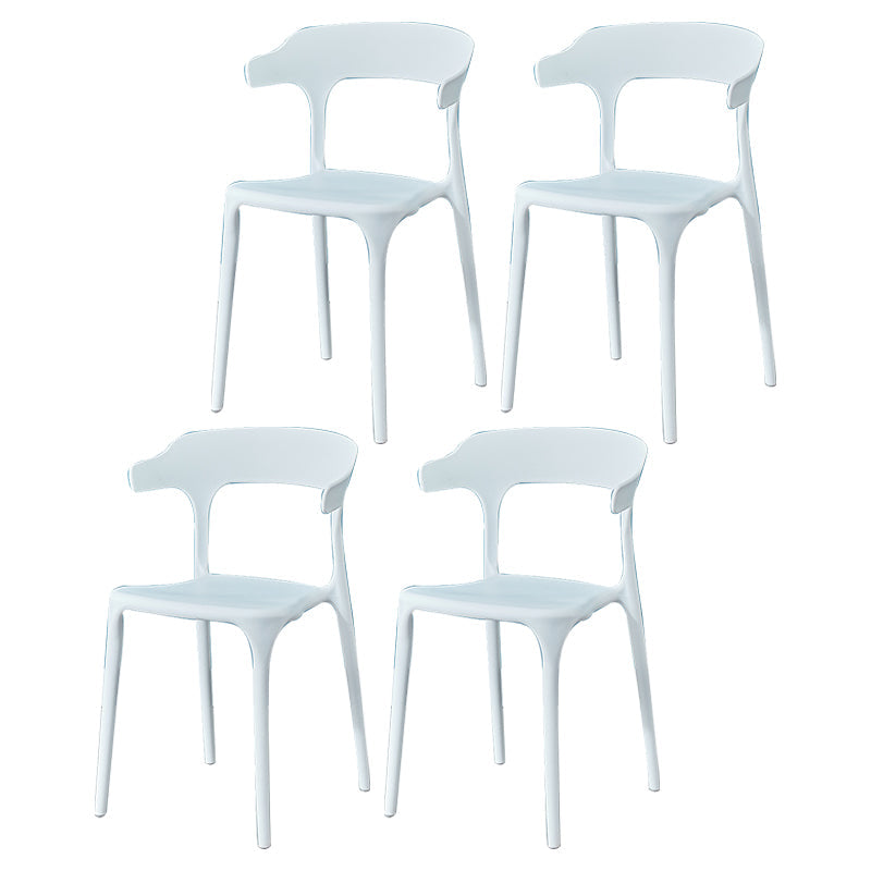 Plastic Scandinavian Arm Chair Kitchen Dining Room Open Back Chair White 4 Piece Set Clearhalo 'Dining Chairs' 'Dining Tables & Seating' 'dining_chair' 'furn' 'furn_dining_chair' 'Furniture' 'furniture_dining_chair' 'Kitchen & Dining Furniture' 5054193